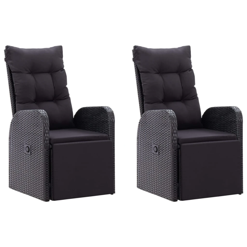 vidaXL 5-daļīgs dārza mēbeļu komplekts, melns