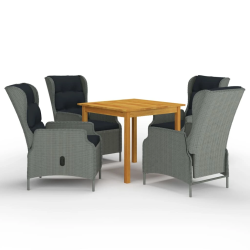 vidaXL 5-daļīgs dārza mēbeļu komplekts, gaiši pelēks