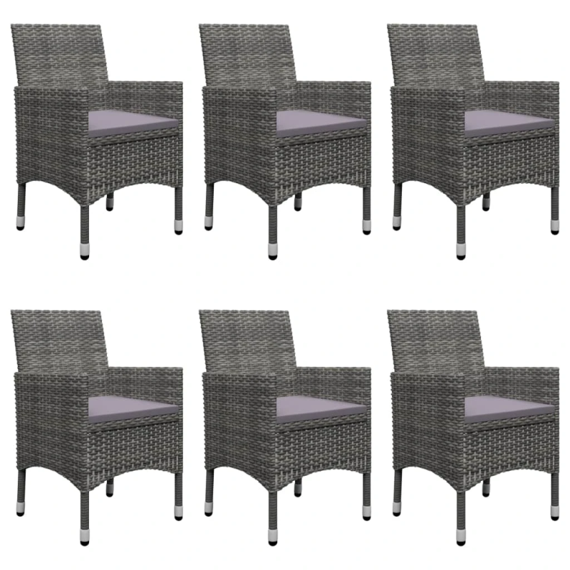 vidaXL 7-daļīgs dārza mēbeļu komplekts, pelēks