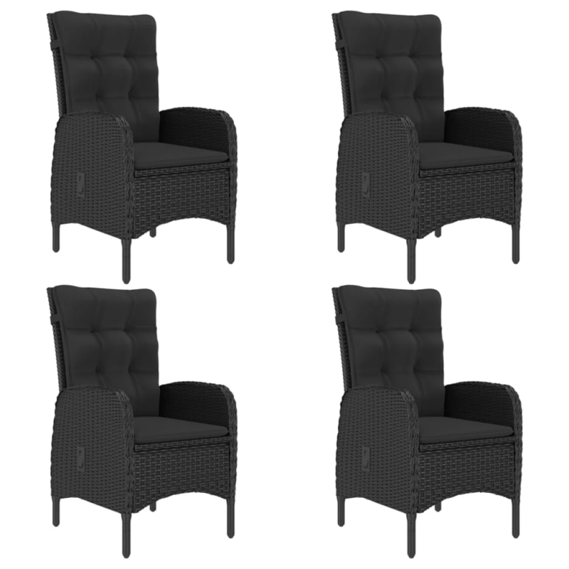 vidaXL 5-daļīgs dārza mēbeļu komplekts, melns