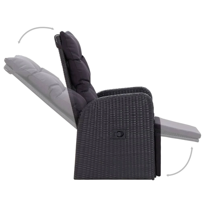 vidaXL 5-daļīgs dārza mēbeļu komplekts, melns