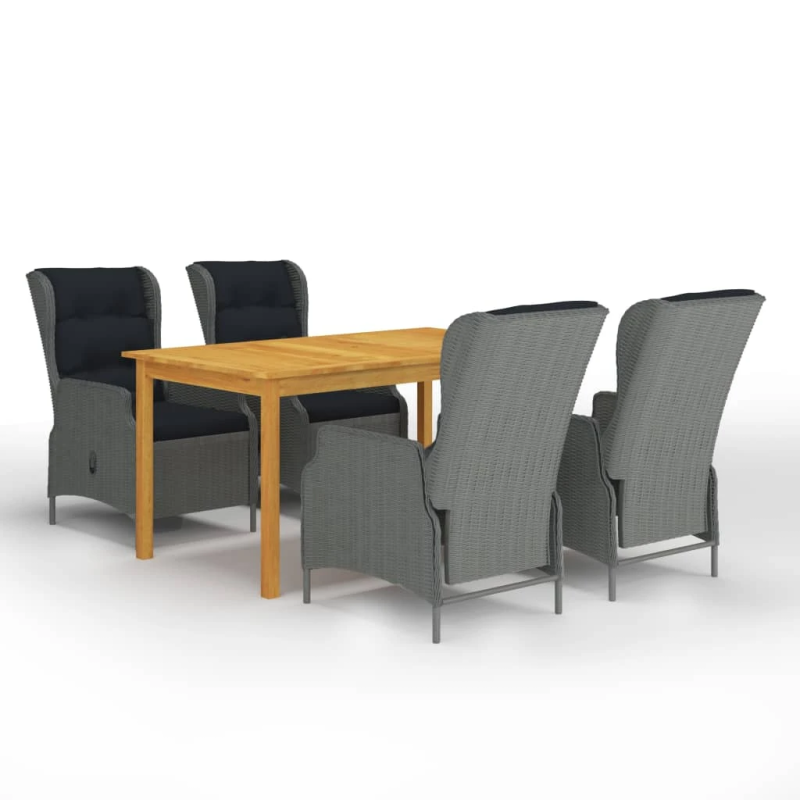 vidaXL 5-daļīgs dārza mēbeļu komplekts, gaiši pelēks