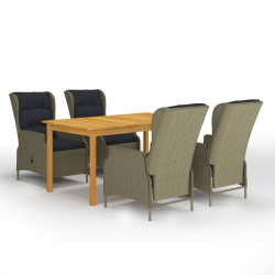 vidaXL 5-daļīgs dārza mēbeļu komplekts, brūns