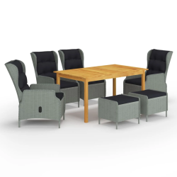 vidaXL 7-daļīgs dārza mēbeļu komplekts, gaiši pelēks