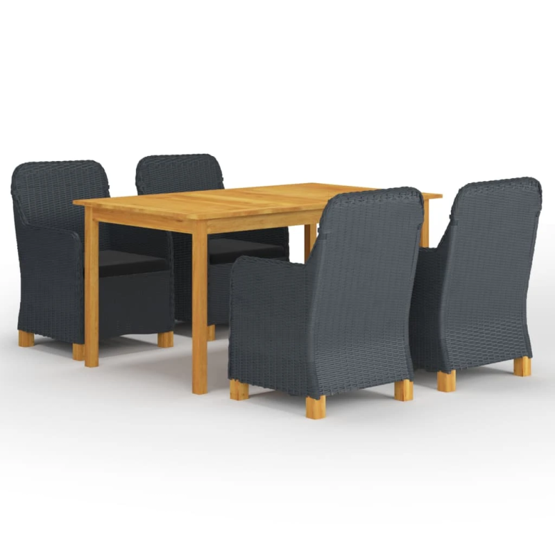 vidaXL 5-daļīgs dārza mēbeļu komplekts, tumši pelēks