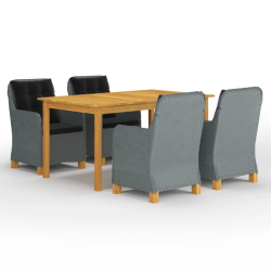 vidaXL 5-daļīgs dārza mēbeļu komplekts, gaiši pelēks