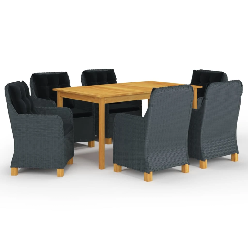 vidaXL 7-daļīgs dārza mēbeļu komplekts, tumši pelēks