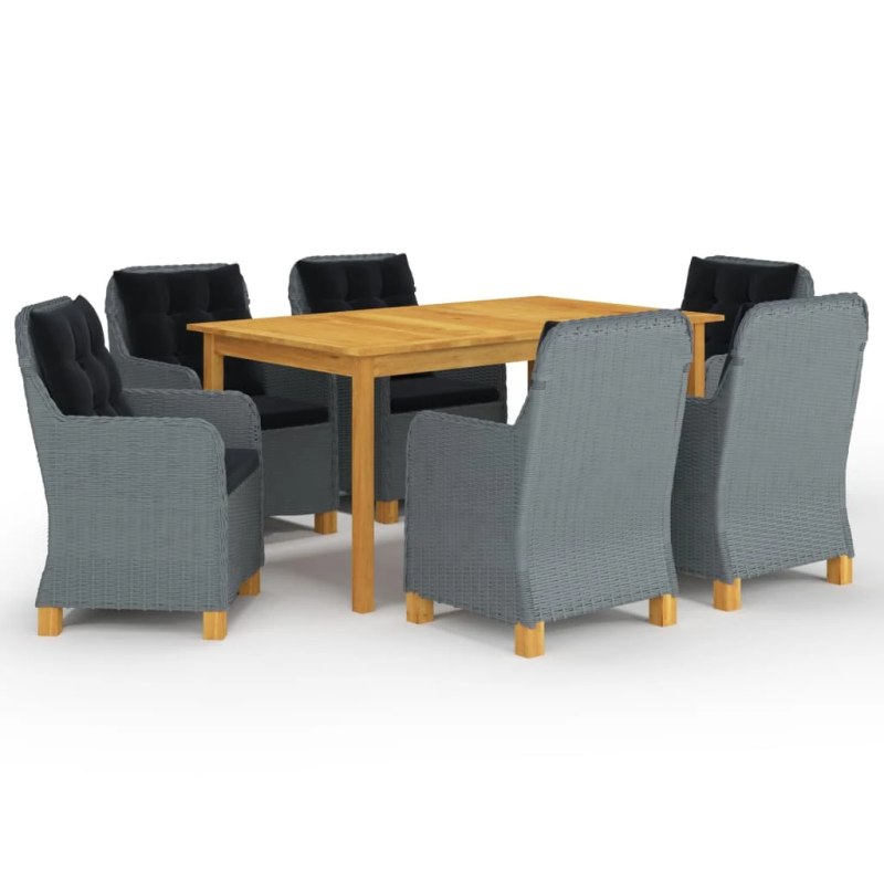 vidaXL 7-daļīgs dārza mēbeļu komplekts, gaiši pelēks