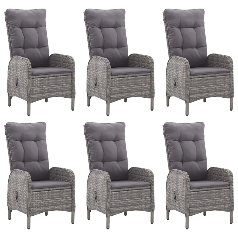 vidaXL 7-daļīgs dārza mēbeļu komplekts, pelēks