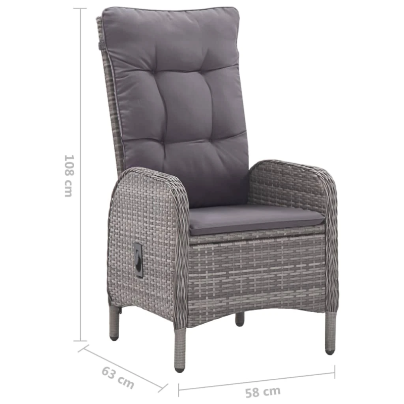 vidaXL 9-daļīgs dārza mēbeļu komplekts, pelēks