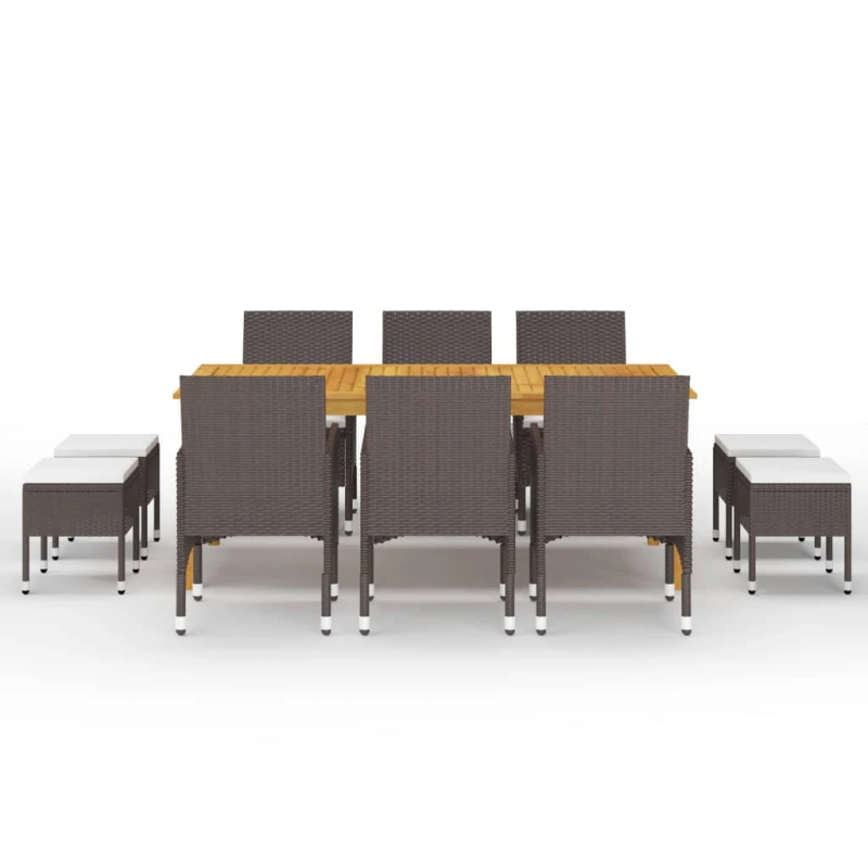 vidaXL 11-daļīgs dārza mēbeļu komplekts, brūns