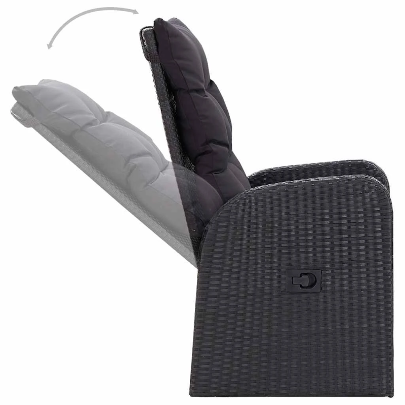 vidaXL 9-daļīgs dārza mēbeļu komplekts, melns