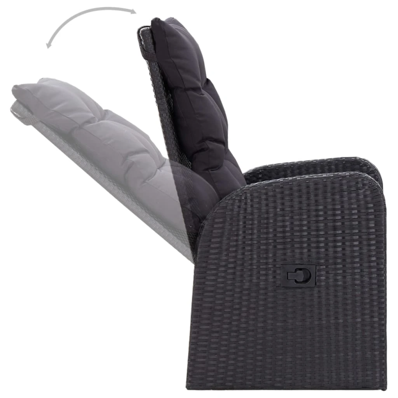 vidaXL 7-daļīgs dārza mēbeļu komplekts, melns