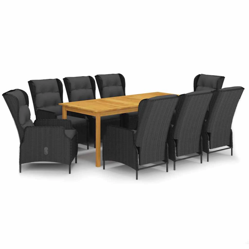 vidaXL 9-daļīgs dārza mēbeļu komplekts, tumši pelēks