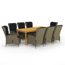 vidaXL 9-daļīgs dārza mēbeļu komplekts, brūns