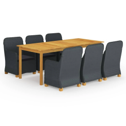 vidaXL 7-daļīgs dārza mēbeļu komplekts, tumši pelēks