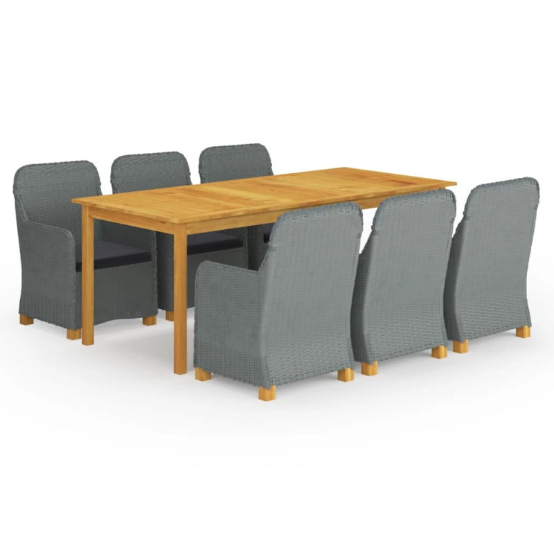 vidaXL 9-daļīgs dārza mēbeļu komplekts, gaiši pelēks