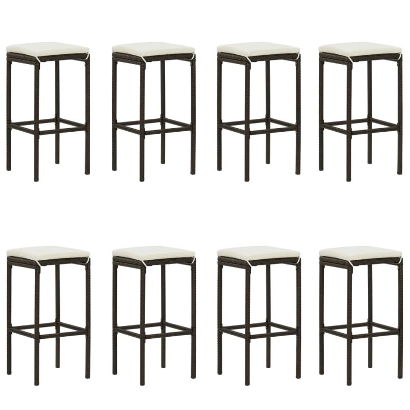 vidaXL 9-daļīgs dārza bāra mēbeļu komplekts ar matračiem, brūns