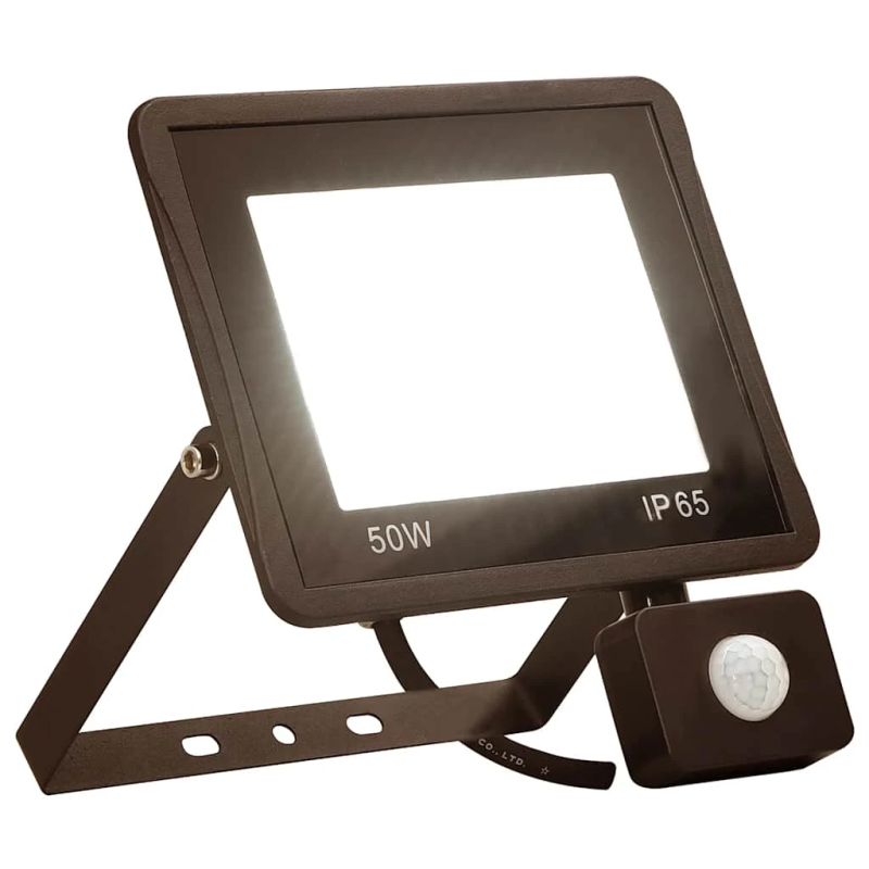 vidaXL LED prožektors ar sensoru, 50 W, silti balta gaisma