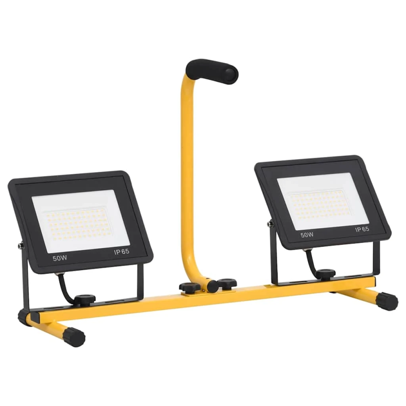 vidaXL LED prožektors ar rokturi, 2x50 W, silti balta gaisma