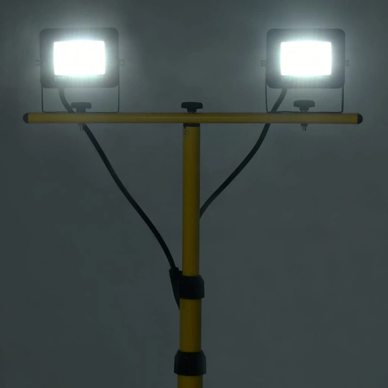vidaXL LED prožektors ar statīvu, 2x10 W, vēsi balta gaisma