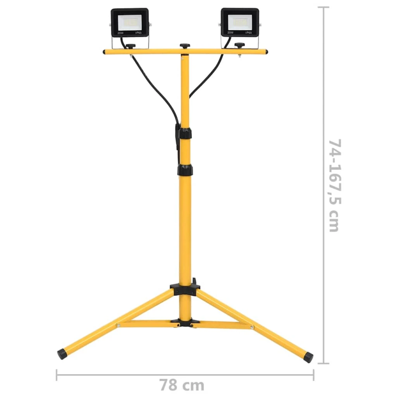 vidaXL LED prožektors ar statīvu, 2x20 W, vēsi balta gaisma