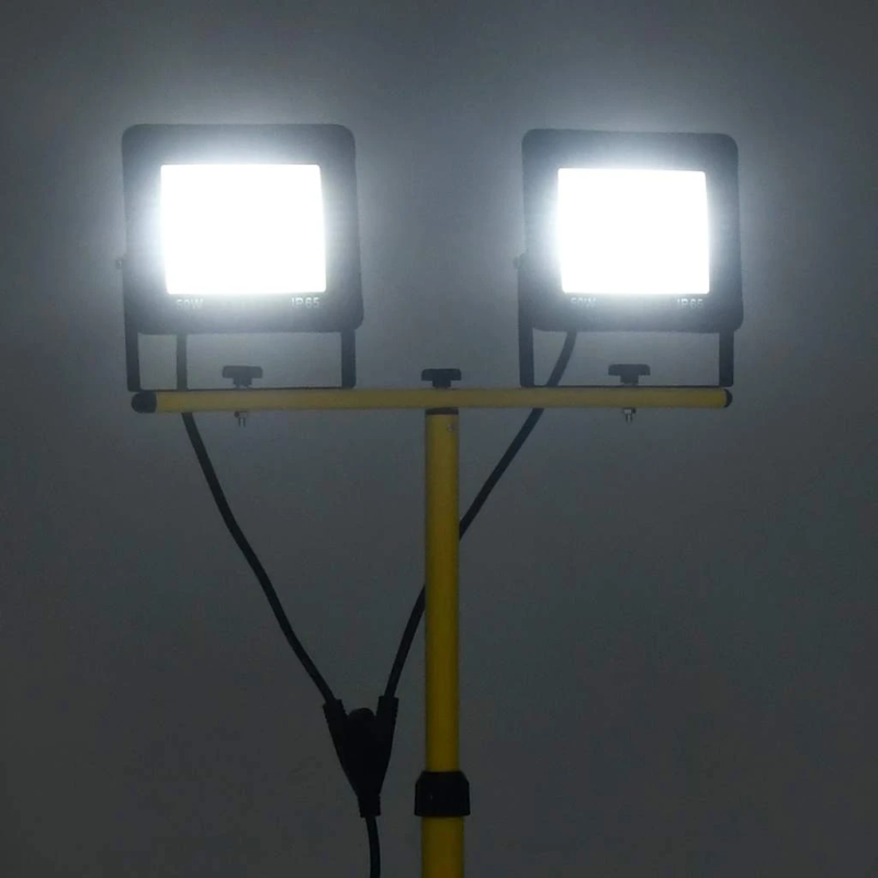 vidaXL LED prožektors ar statīvu, 2x50 W, vēsi balta gaisma