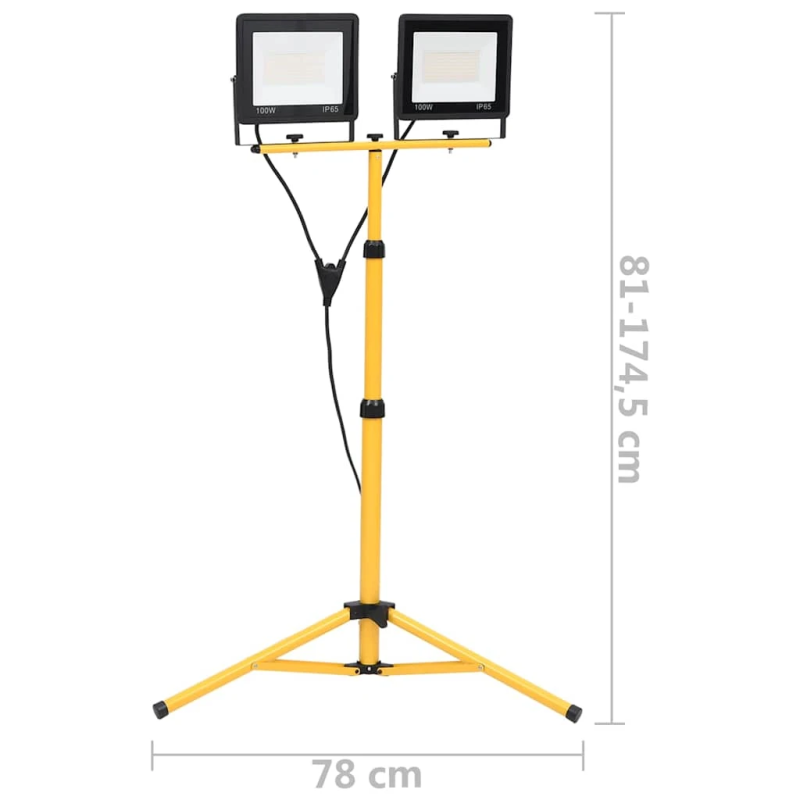 vidaXL LED prožektors ar statīvu, 2x100 W, vēsi balta gaisma