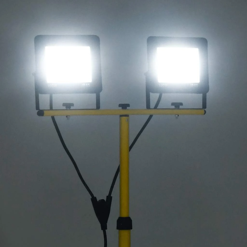 vidaXL LED prožektors ar statīvu, 2x100 W, vēsi balta gaisma