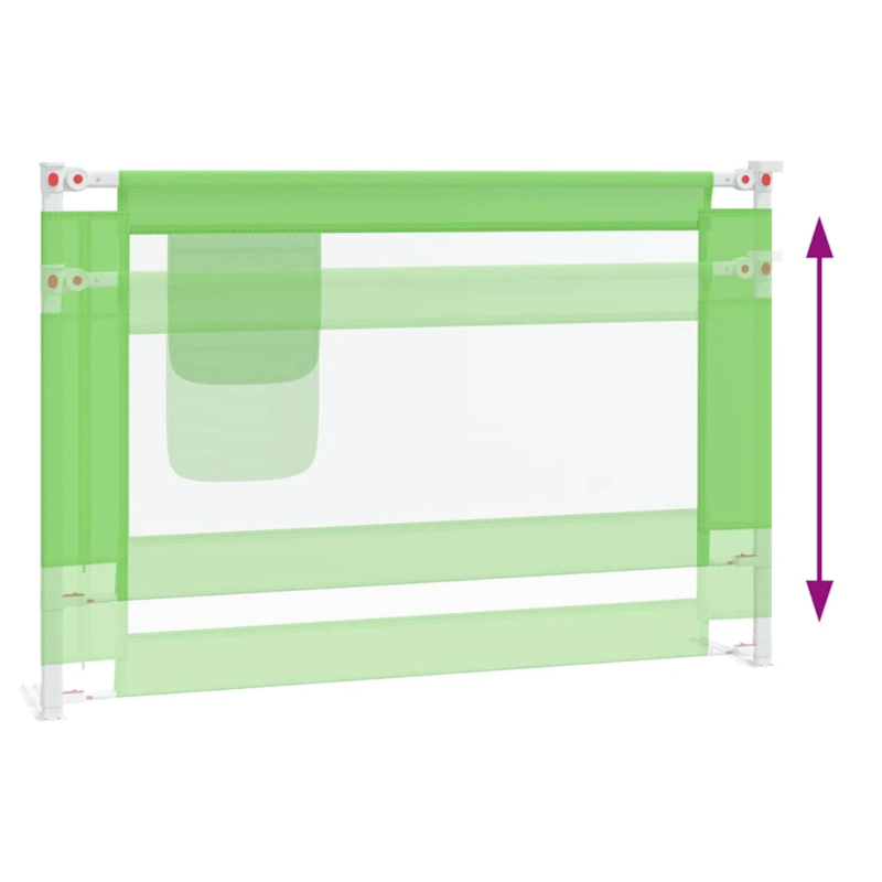 vidaXL bērnu gultas aizsargbarjera, zaļa, 100x25 cm, audums