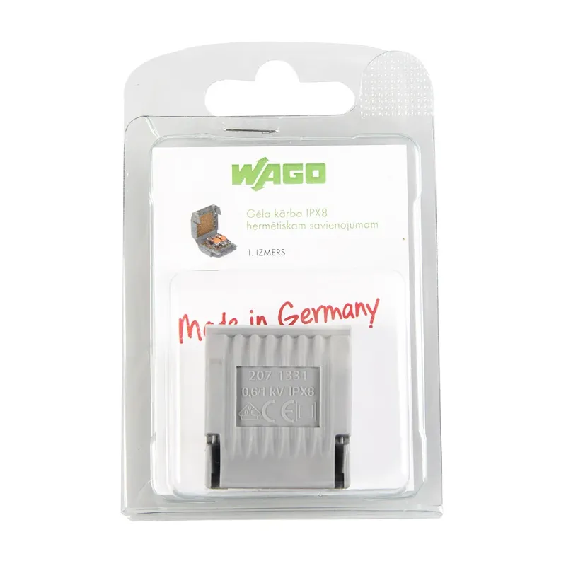 Hermētiska kaste Wago GELBOX-1 IPX8, 0,2-4 mm², pelēka krās.