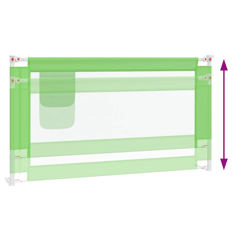 vidaXL bērnu gultas aizsargbarjera, zaļa, 150x25 cm, audums
