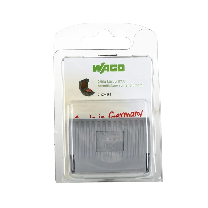 Hermētiska kaste Wago GELBOX-3 IPX8, 0,2-4 mm², pelēka krās.