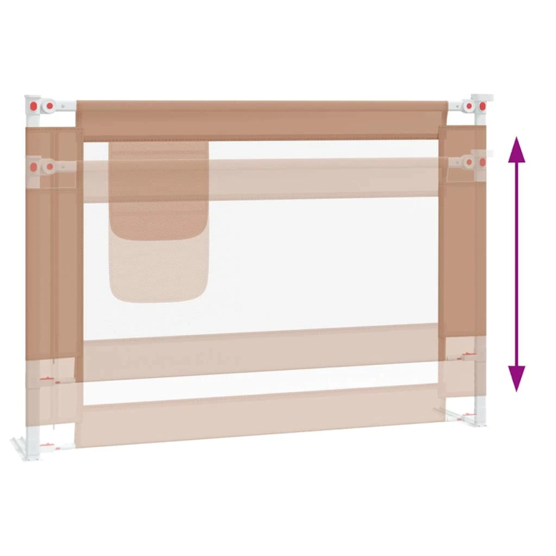 vidaXL bērnu gultas aizsargbarjera, pelēkbrūna, 90x25 cm, audums