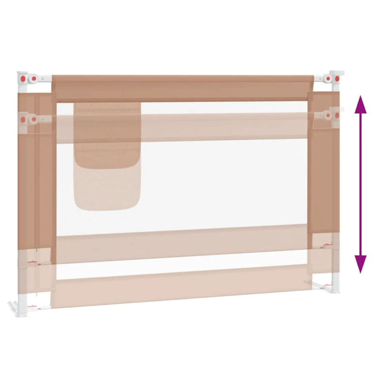vidaXL bērnu gultas aizsargbarjera, pelēkbrūna, 100x25 cm, audums