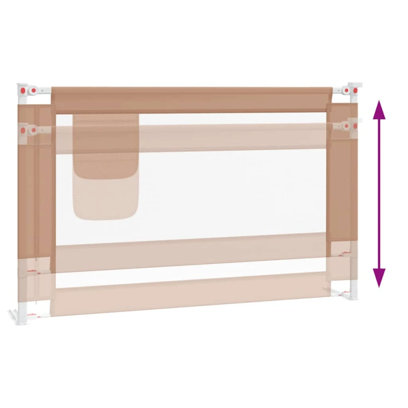 vidaXL bērnu gultas aizsargbarjera, pelēkbrūna, 120x25 cm, audums