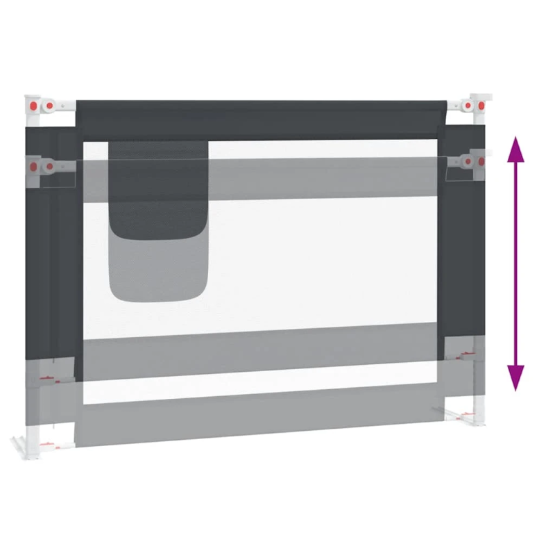 vidaXL bērnu gultas aizsargbarjera, tumši pelēka, 90x25 cm, audums