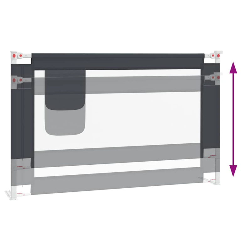 vidaXL bērnu gultas aizsargbarjera, tumši pelēka, 120x25 cm, audums