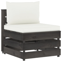 vidaXL vidējais moduļu dīvāns ar spilveniem, pelēks, impregnēts koks