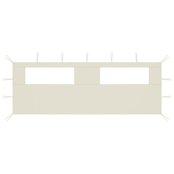 vidaXL dārza nojumes siena ar logiem, 6x2 m, krēmkrāsas