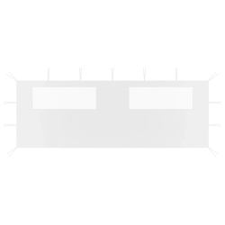 vidaXL dārza nojumes siena ar logiem, 6x2 m, balta