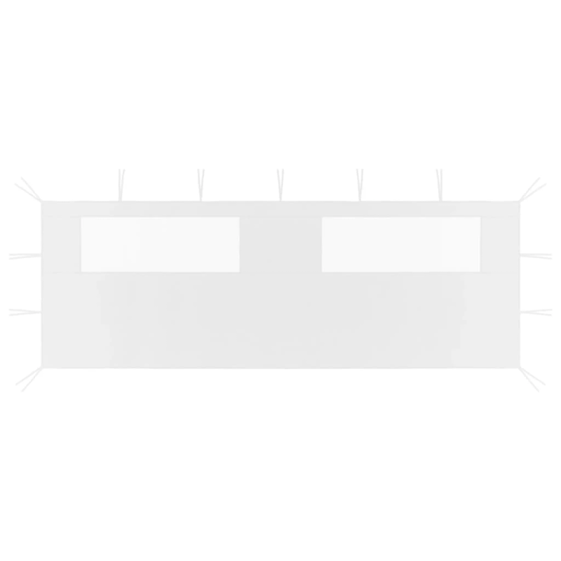 vidaXL dārza nojumes siena ar logiem, 6x2 m, balta