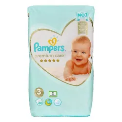 Подгузники Pampers Premium Care Размер 3 ,Midi,, 6–10 кг, 60 подгузников