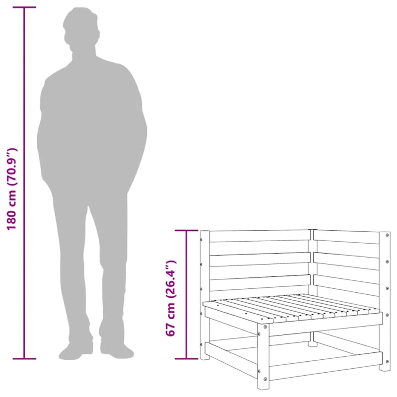 vidaXL dārza stūra dīvāns, priedes masīvkoks