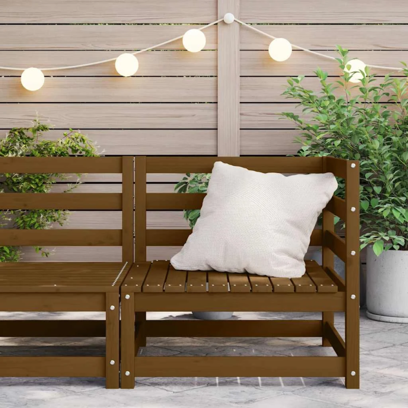 vidaXL dārza stūra dīvāns, medus brūns, priedes masīvkoks