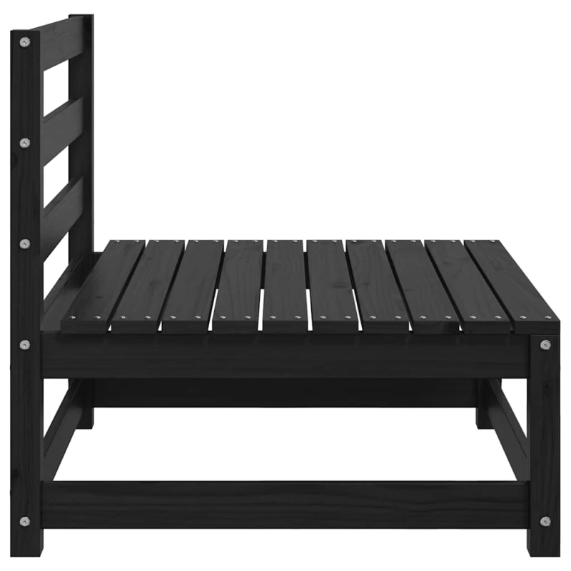 vidaXL vidējais dārza dīvāns, melns, priedes masīvkoks