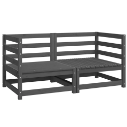 vidaXL dārza stūra dīvāni, 2 gab., pelēks priedes masīvkoks