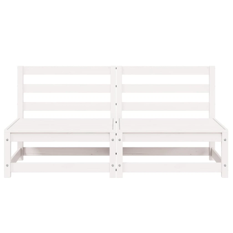 vidaXL vidējie dārza dīvāni, 2 gab., balts priedes masīvkoks