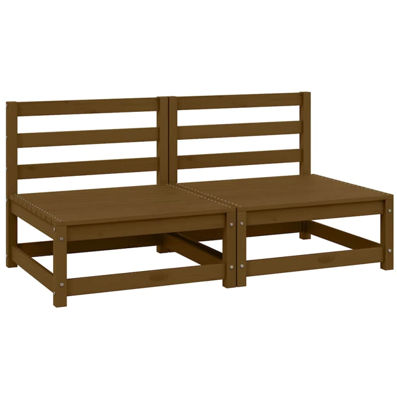vidaXL dārza vidējie dīvāni, 2 gab., medus brūns priedes masīvkoks