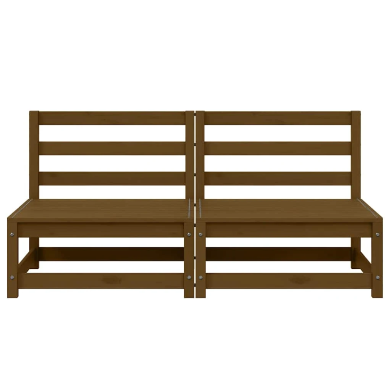 vidaXL dārza vidējie dīvāni, 2 gab., medus brūns priedes masīvkoks